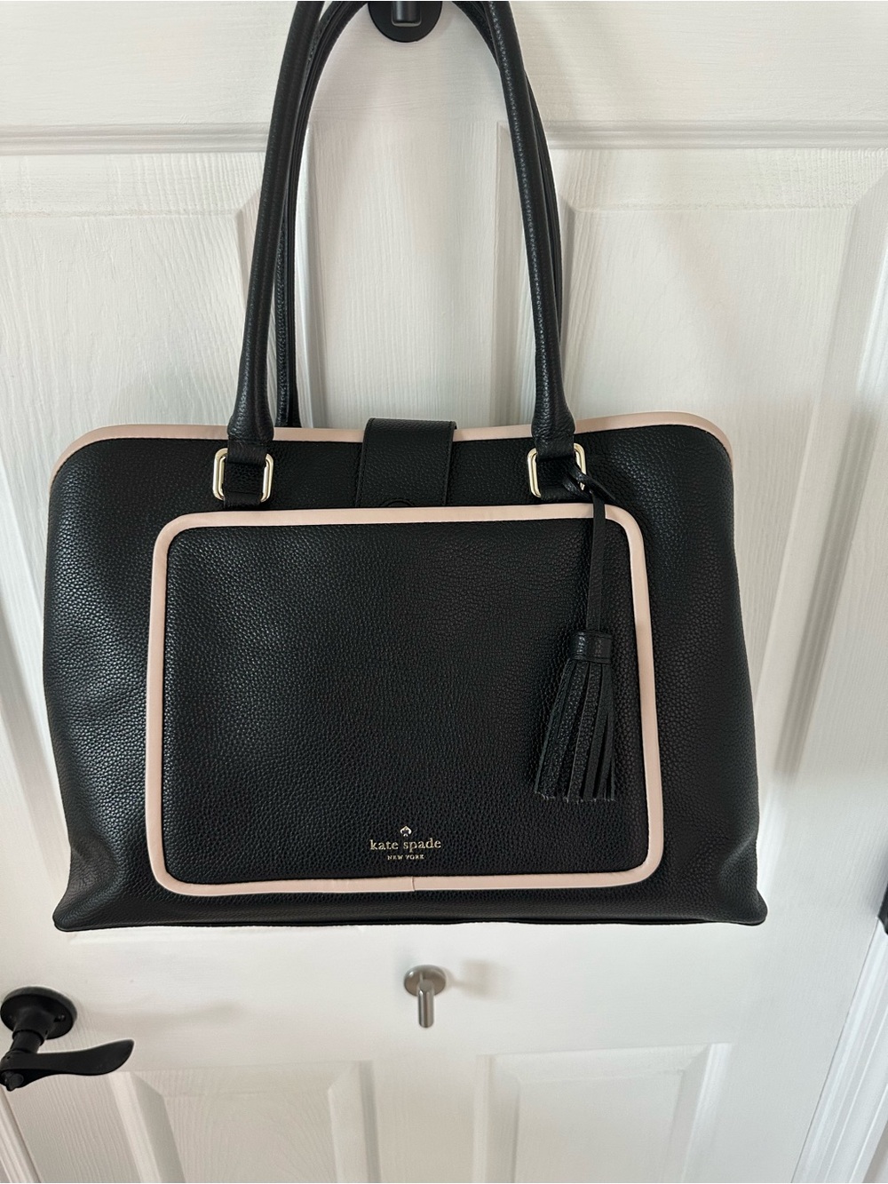 kate spade Black Satchel with Pale Pink Trim